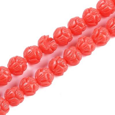Synthetic Coral Carved Beads Strands