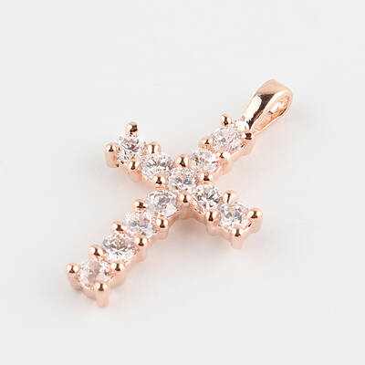 Cross Brass Micro Pave Cubic Zirconia Pendants