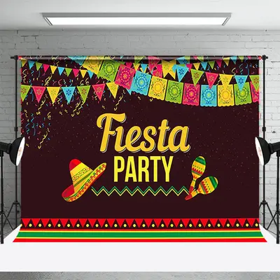 Fiesta Party Floral Mexican Theme Party Backdrop - Aperturee