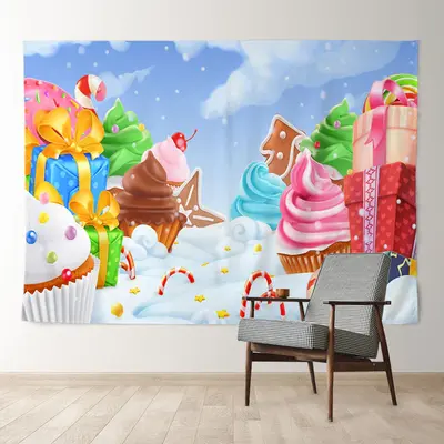 Aperturee Color Candy Land Gift Snowy Sky Christmas Backdrop