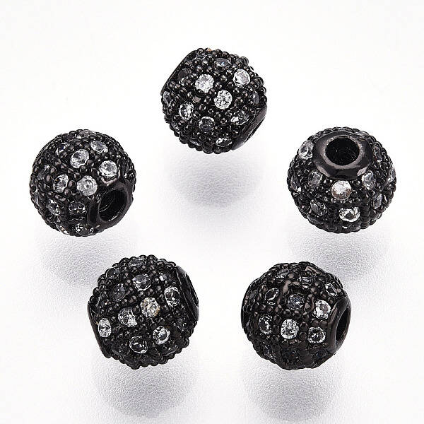 Rack Plating Brass Cubic Zirconia Beads