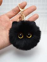 2024 New Style Cute Cat Design Plush Keychain, Fashionable Soft Pompom Keychain for Women & Girls, Fashionable Accessories fo...