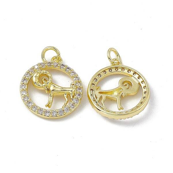 Real 18K Gold Plated Brass Micro Pave Clear Cubic Zirconia Pendants