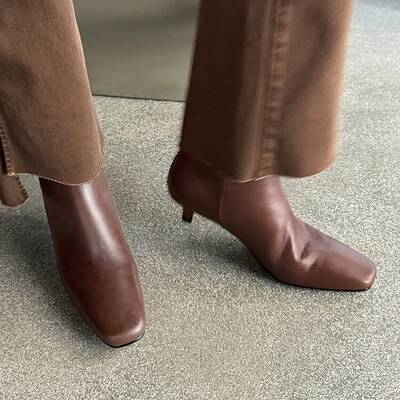 CHIKO Cointa Square Toe Kitten Heels Ankle Boots