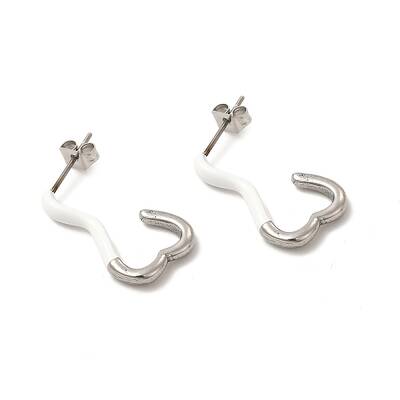 Non-Tarnish 304 Stainless Steel Heart Stud Earrings for Women