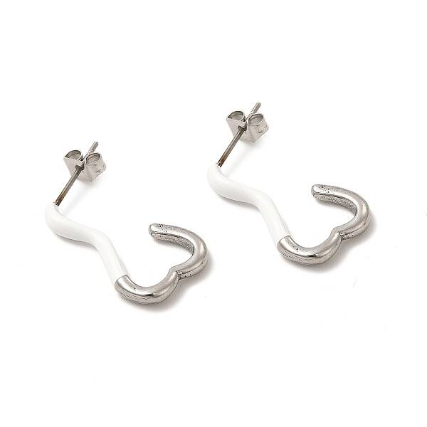 Non-Tarnish 304 Stainless Steel Heart Stud Earrings for Women