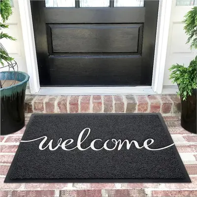 Welcome Door Mat, 1 Count Non-slip Durable Door Entrance Mat, Easy To Clean Front Door Mat Suitable for Garages, Entryways, B...