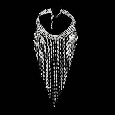1Pc Iron Rhinestone Tennis Chains Bib Necklace