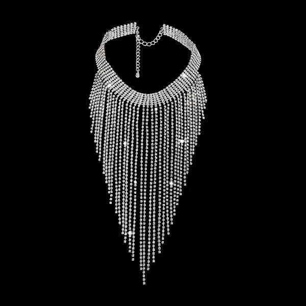 1Pc Iron Rhinestone Tennis Chains Bib Necklace