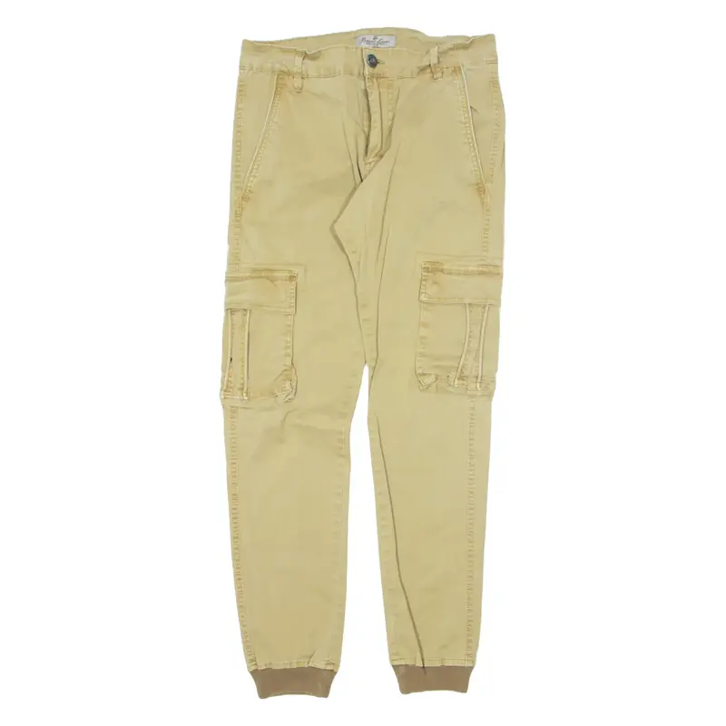 BRUNO LEONI Cargo Jogger Trousers Beige Slim Tapered Mens W28 L28