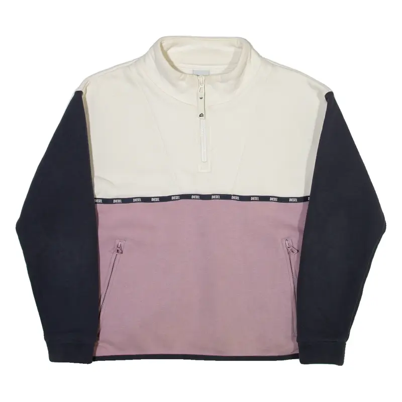DIESEL Mens Sweatshirt Purple 1/4 Zip XS