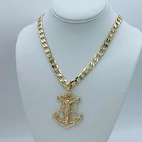 Hip-hop gold and silver Jesus anchor cross pendant necklace enhances the charm of the single item Cuban Link Chain Men Jewelr...