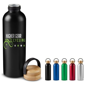 50 Custom 24oz Vigor Aluminum Bottle With Bamboo Lid - Single Wall