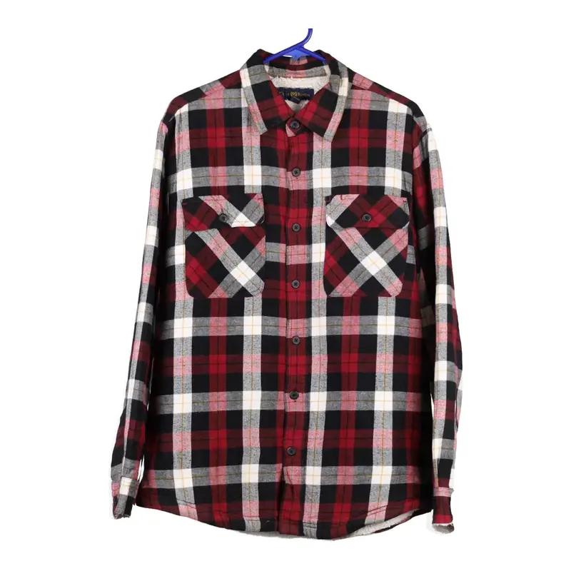 Club Monaco Checked Overshirt - Medium Red Cotton