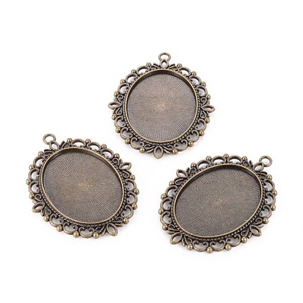 Tibetan Style Oval Pendant Cabochon Settings