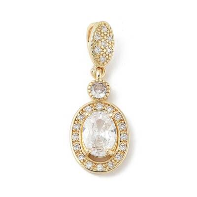 Oval Brass Micro Pave Cubic Zirconia Pendants