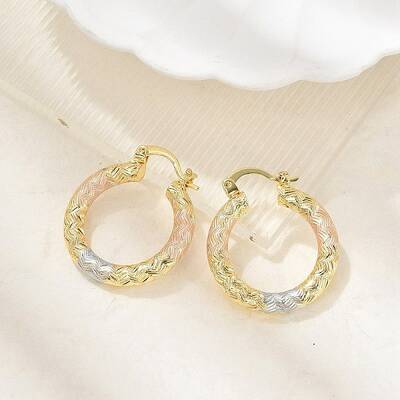 Brass Two Tone Hoop Earrings