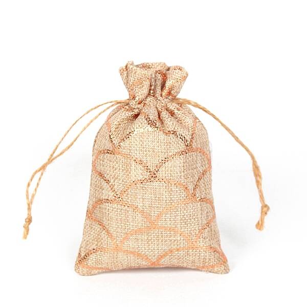 Rectangle Hot Stamping Burlap Packing Pouches Drawstring Bags