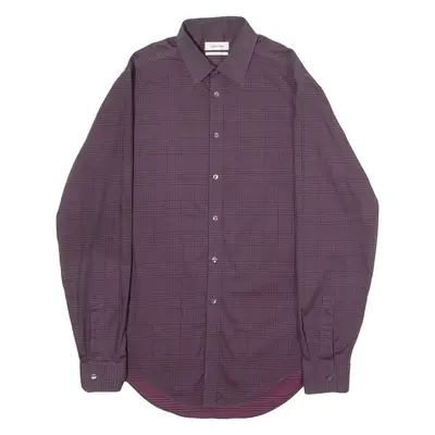 CALVIN KLEIN Slim Fit Mens Shirt Purple Check Long Sleeve M
