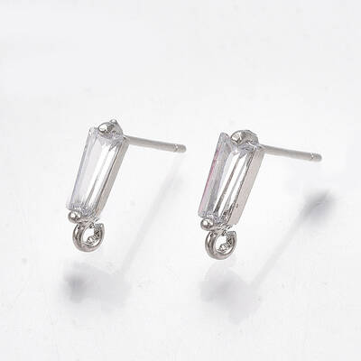 Brass Cubic Zirconia Stud Earring Findings