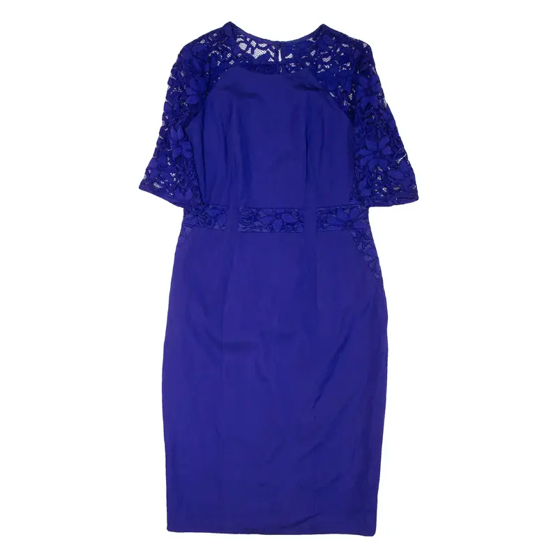 COAST Womens Pencil Dress Purple Viscose Short Sleeve Knee Length UK 12