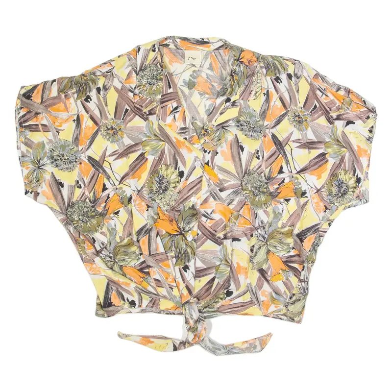 Womens Printed Blouse Brown V-Neck Crazy Pattern UK 14