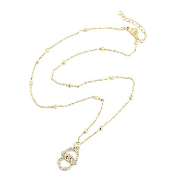 Brass Micro Pave Clear Cubic Zirconia Pendant Necklaces