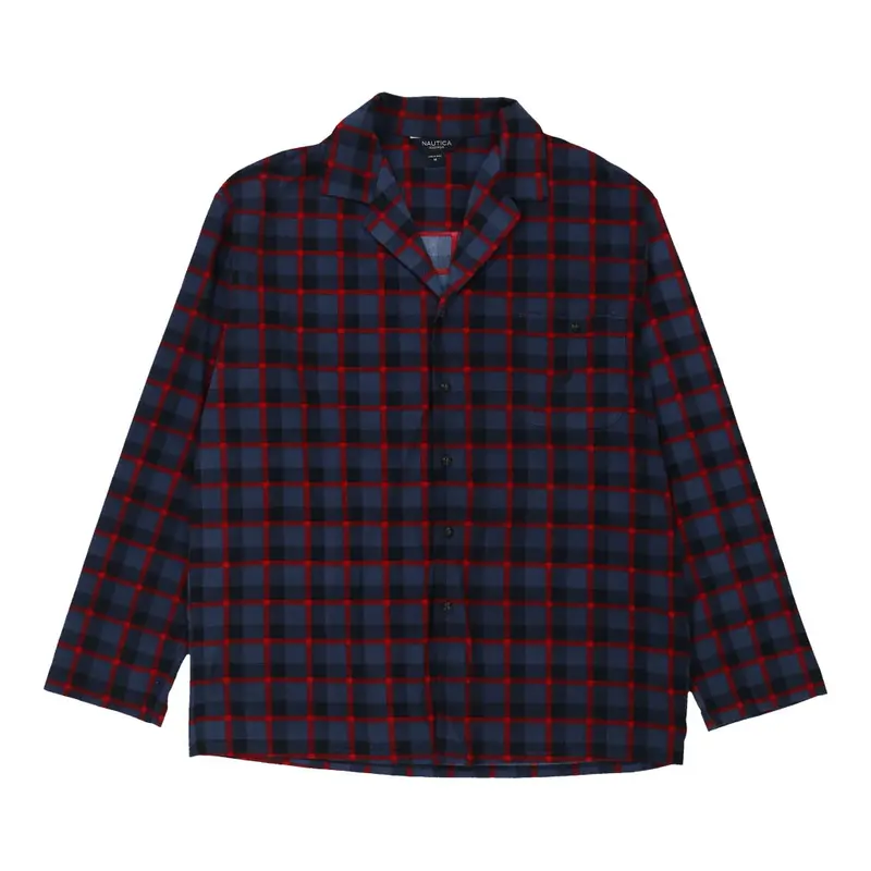 Pyjama Top Nautica Checked Flannel Shirt - Medium Navy Cotton