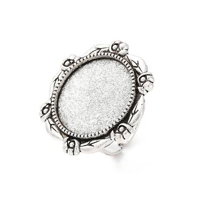 Adjustable Iron Flower Finger Ring Components Alloy Cabochon Bezel Settings