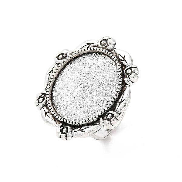 Adjustable Iron Flower Finger Ring Components Alloy Cabochon Bezel Settings