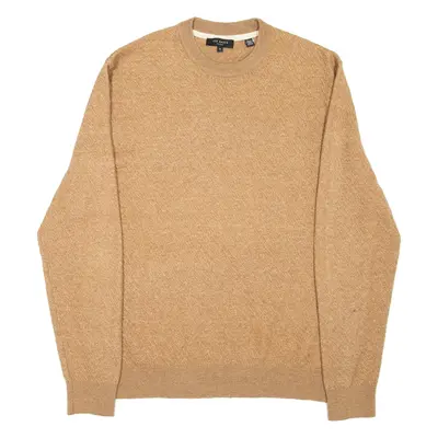 TED BAKER Mens Patterned Jumper Brown Tight Knit Wool L