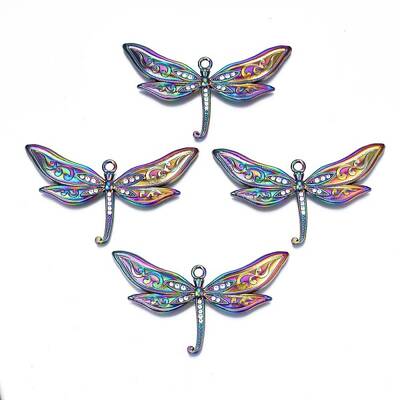 Rack Plating Rainbow Color Alloy Big Pendants