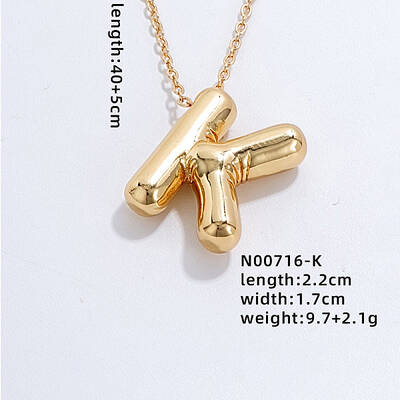 Stainless Steel Party Balloon Letter Pendant Cable Chain Necklaces for Women