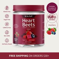 Snap Supplements - Heart Beets Chews - 30 Servings - Natural Supplement Soft Chews - Mixed Berry Flavor Dietary Edible -  Nit...