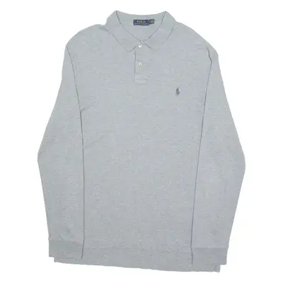 POLO RALPH LAUREN Mens Polo Shirt Grey Long Sleeve XL