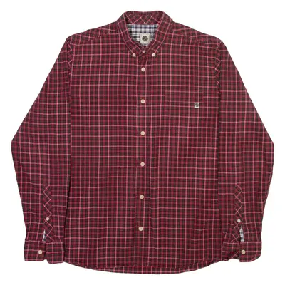 PRETTY GREEN Mens Shirt Red Check Long Sleeve M
