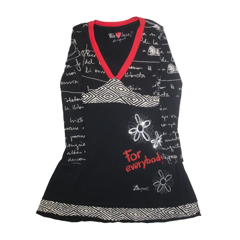 DESIGUAL Scribble Print Day Dress Black Crazy Pattern Long Sleeve Knee Length Womens UK 12