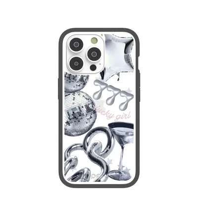 Clear Cosmic Luck iPhone 14 Pro Case With Black Ridge