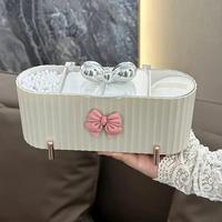 Cute Bow-knot Design Cream Makeup Organizer, 1 Count 3-grid Large Capacity Storage Box for Swabs, Powder Puffs & Cosmetics, C...
