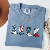 Comfort Colors Fourth Of July T-shirt, Cowgirl 4th of July Tee, Cowboy Boots Shirt, America T-shirt, USA, Patriotic Graphic T...