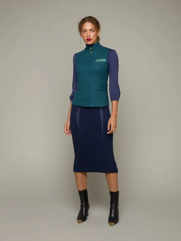 RIDER | Lambswool Tailored Waistcoat | Color: Teal Green | Size: XS
