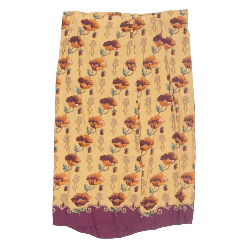 SAG HARBOR Womens Straight Skirt Yellow Long Floral L