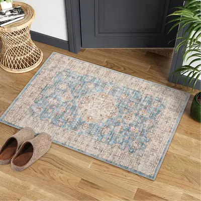 Garvee Area Rug 2x3 Washable Rug Vintage Medallion Doormat Boho Floral Accent Rug Indoor Entrance Kitchen Mat Soft Low Pile F...