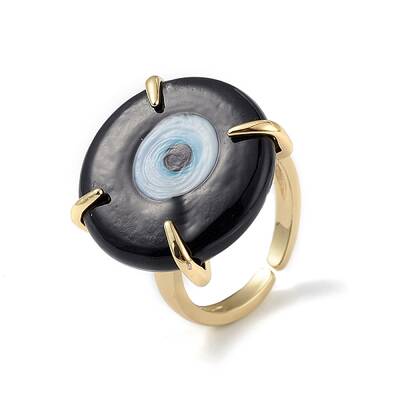 Lampwork Evil Eye Open Cuff Ring