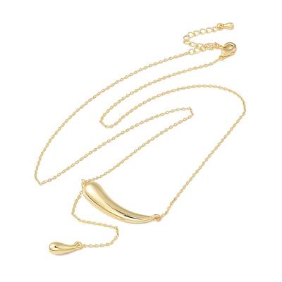 Brass Dolphin with Teardrop Pendant Necklace for Women