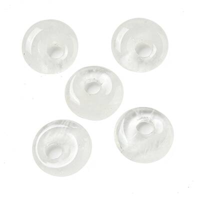 Natural Quartz Crystal Rock Crystal Donut/Pi Disc Charms