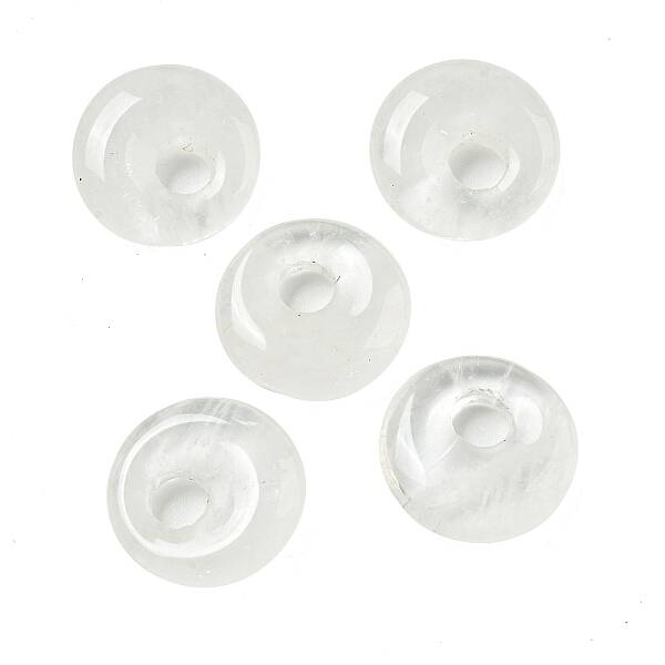 Natural Quartz Crystal Rock Crystal Donut/Pi Disc Charms