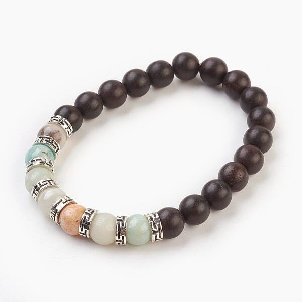 Natural Flower Amazonite Stretch Bracelets