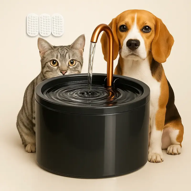 2.1L Ceramic Cat Fountain – Ultra Quiet, Self-Cleaning Water Dispenser for Cats & Small Pets | Elegant White/Black Design, ...