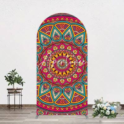 Aperturee Indian Mandala Boho Floral Birthday Arch Backdrop, 1.6X4FT(0.5X1.2M), 38.18 USD, arch backdrop kit, YMGD9M87-A